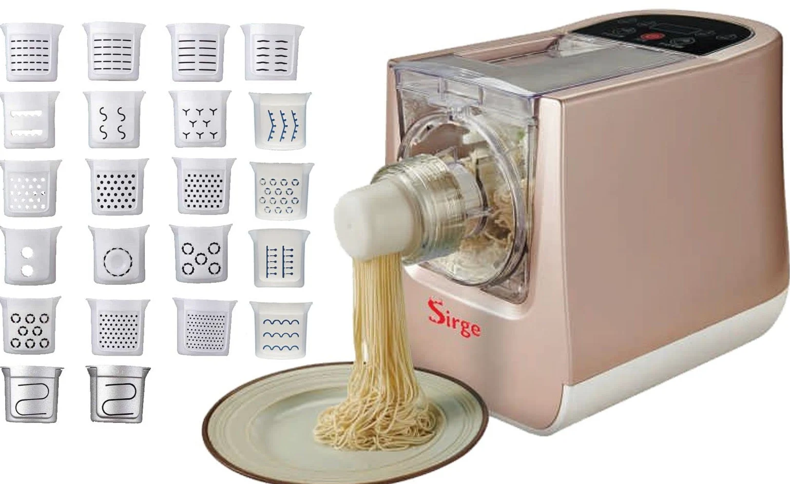 Sirge Maszynka do makaronu, 300 W, tworzywo sztuczne, 4 prędkości, 650 g – 14 makaronu umiera