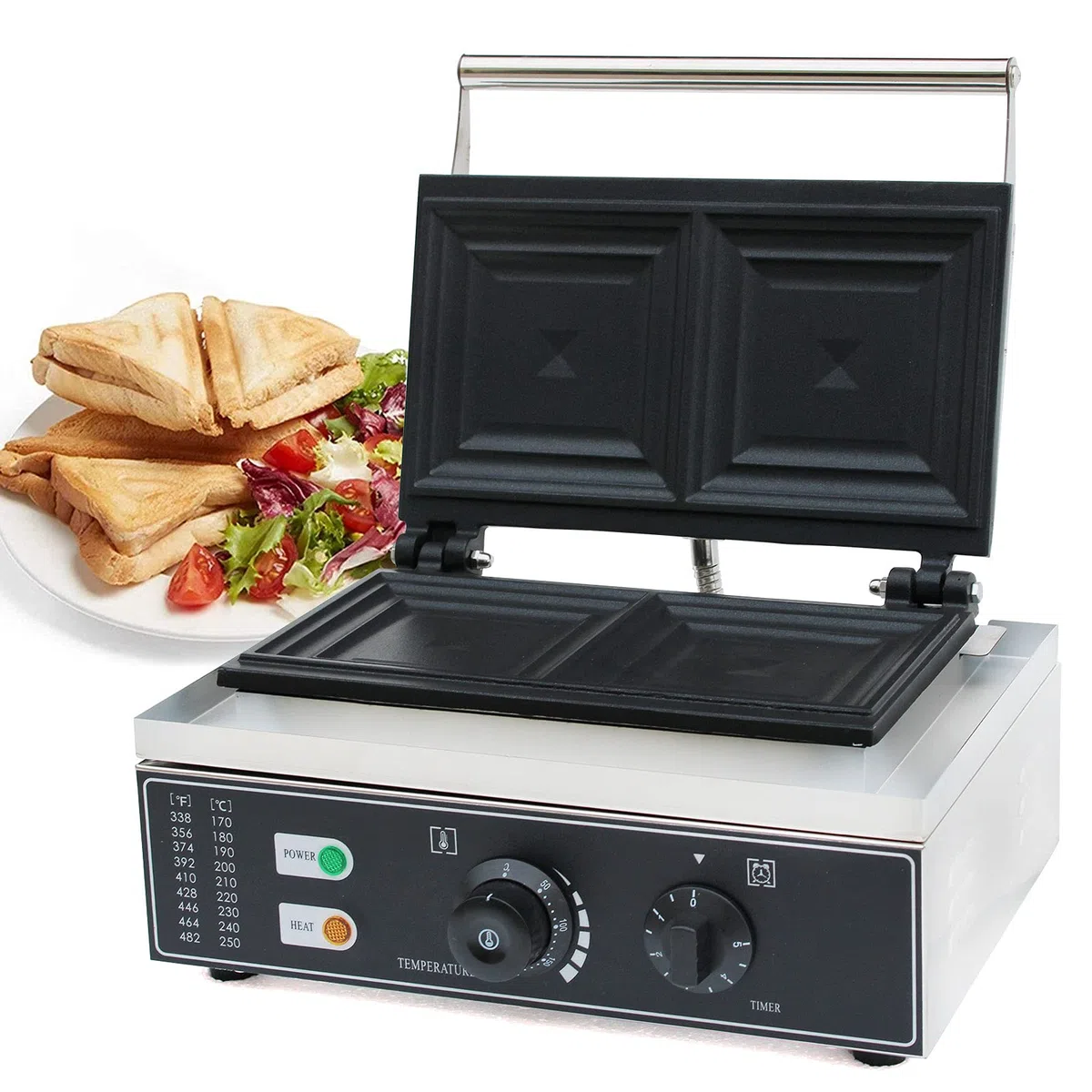 1500 W komercyjna maszyna do kanapek, elektryczna opiekacz do kanapek, burgerów, panini, toster, nieprzywierająca maszyna do robienia pączków, do robienia kanapek, gofrownica