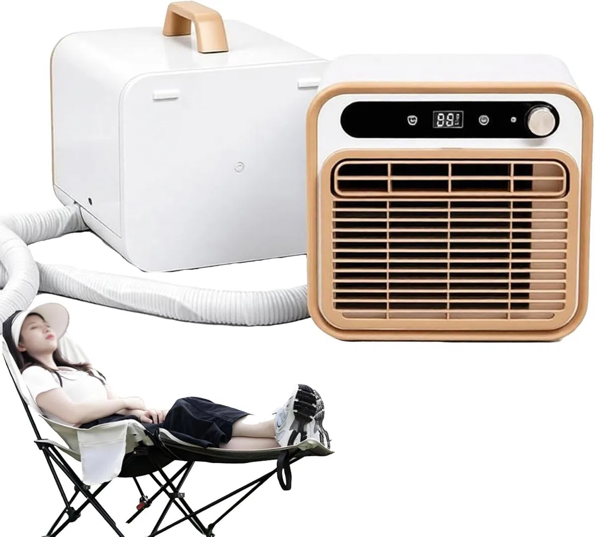 Inteligentny klimatyzator 5000 BTU – cichy, przenośny klimatyzator typu split z panelem dotykowym i 12-godzinnym timerem; do sypialni, biura lub kampera. WiFi-1m