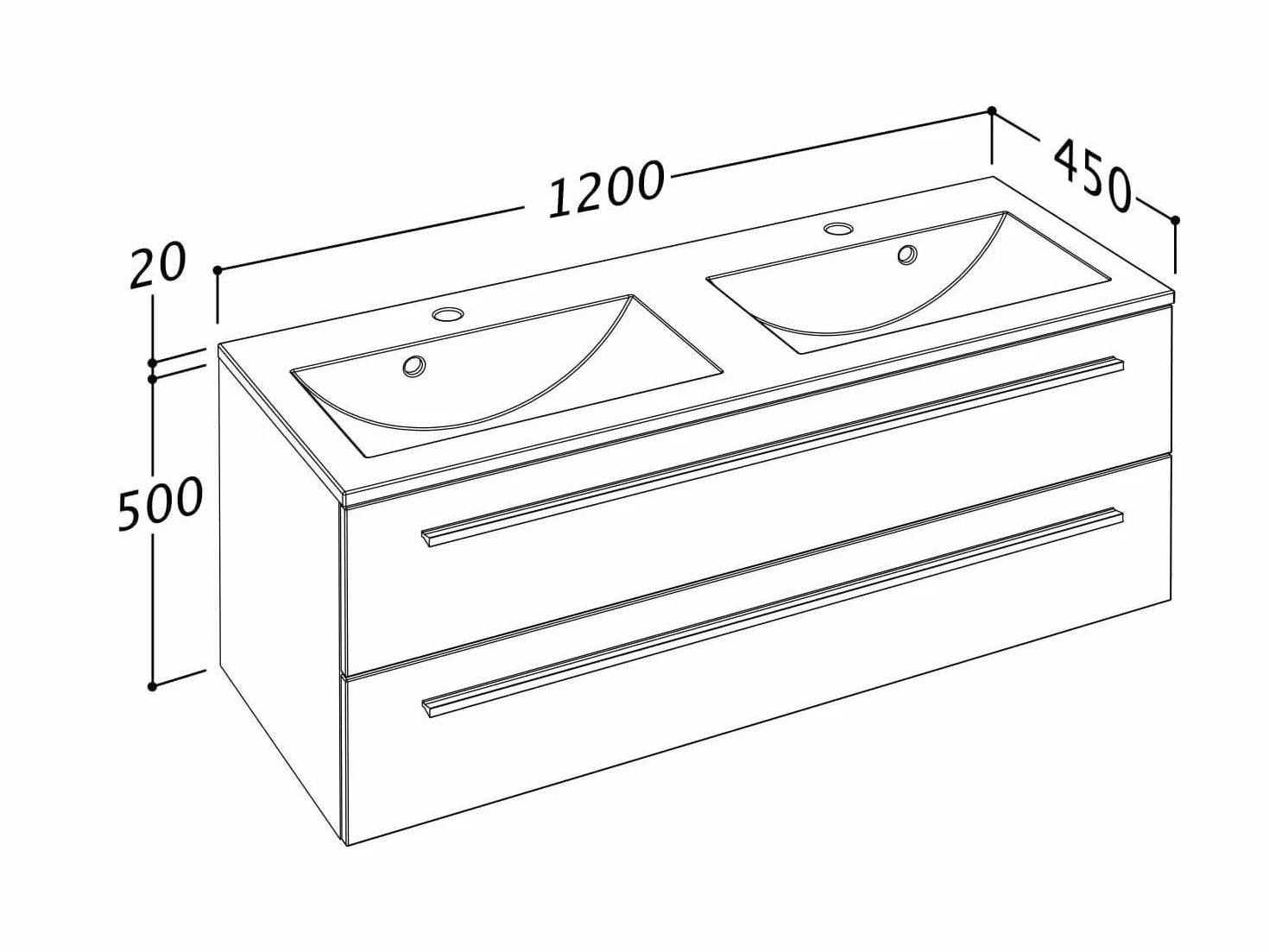 Sieper I zestaw mebli ?azienkowych Libato, podwójna umywalka z szafk? pod umywalk? 120 x 50 cm, wysoka szafka i lustro ?azienkowe, kolor bia?y