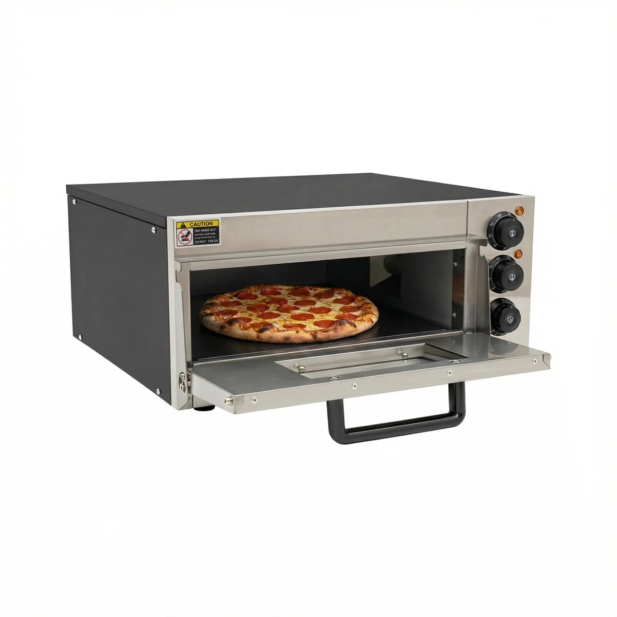 Elektryczny piec do pizzy 2000 W, 20 l, z timerem, 50-350°C, 220 V, jednopoziomowy, do gospodarstwa domowego, gastronomii, piekarni, czarny