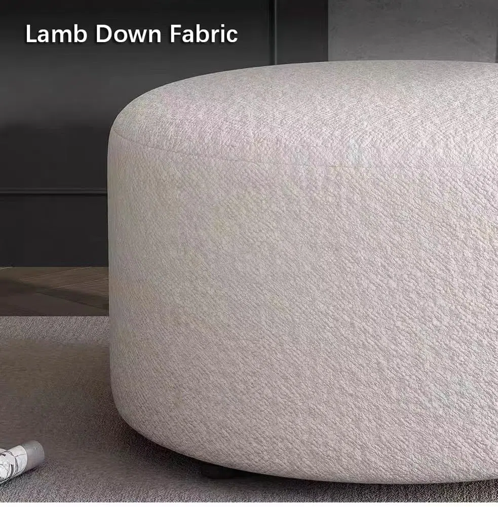 Okrągły tapicerowany podnóżek premium otomana - duży pluszowy podnóżek do salonu, sypialni i biura, bardzo wygodny ciemny stolik kawowy, średnica 30 cm, 25 cm wysokości, stylowa dekoracja domu