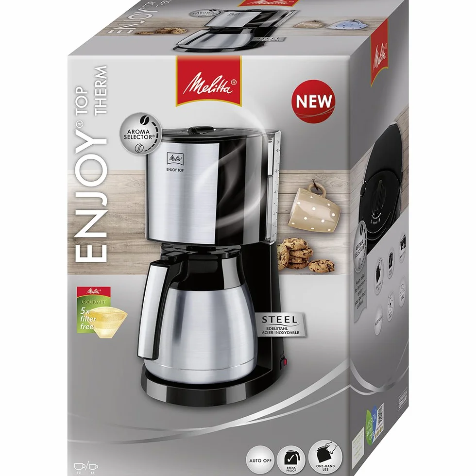 Melitta 1017-08 Ekspres do Kawy, Stal Szlachetna, 1000 W, 10 L, Czarny