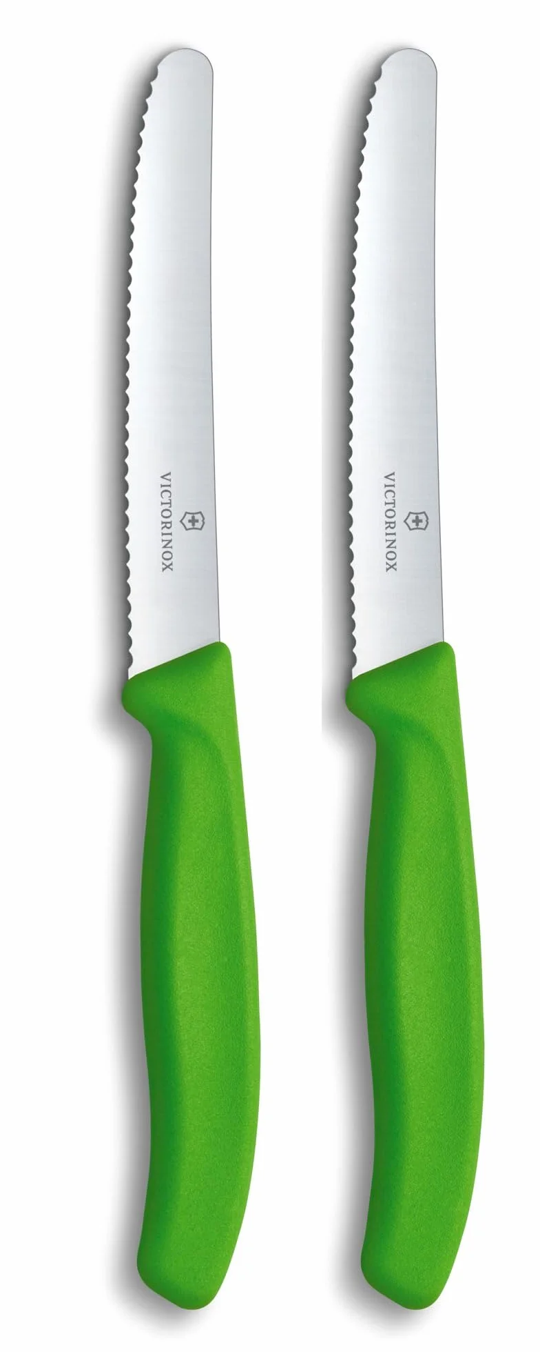Victorinox, 6.7836.L114B, Swiss Classic, Tomaten- und Tafelmesser, Extra scharfe Klinge, mit Wellenschliff, robuster Kunststoff-Griff, Grün, Made in Switzerland, Spülmaschinengeeignet