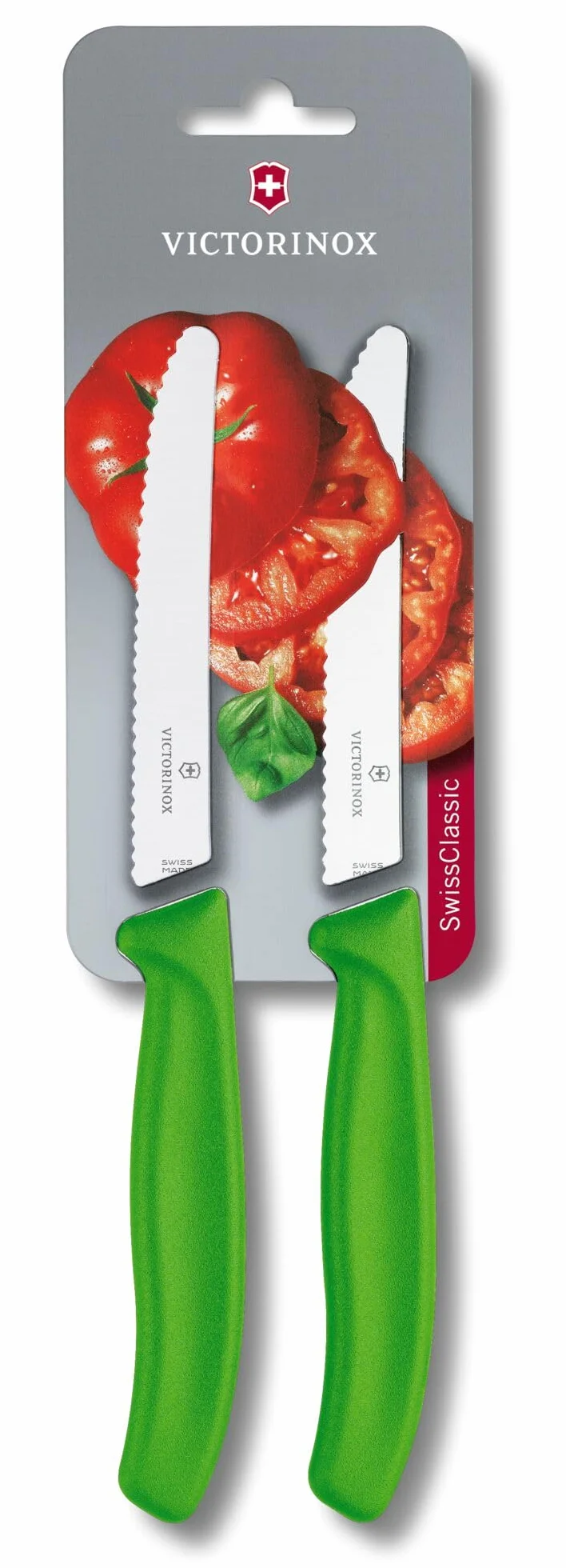 Victorinox, 6.7836.L114B, Swiss Classic, Tomaten- und Tafelmesser, Extra scharfe Klinge, mit Wellenschliff, robuster Kunststoff-Griff, Grün, Made in Switzerland, Spülmaschinengeeignet