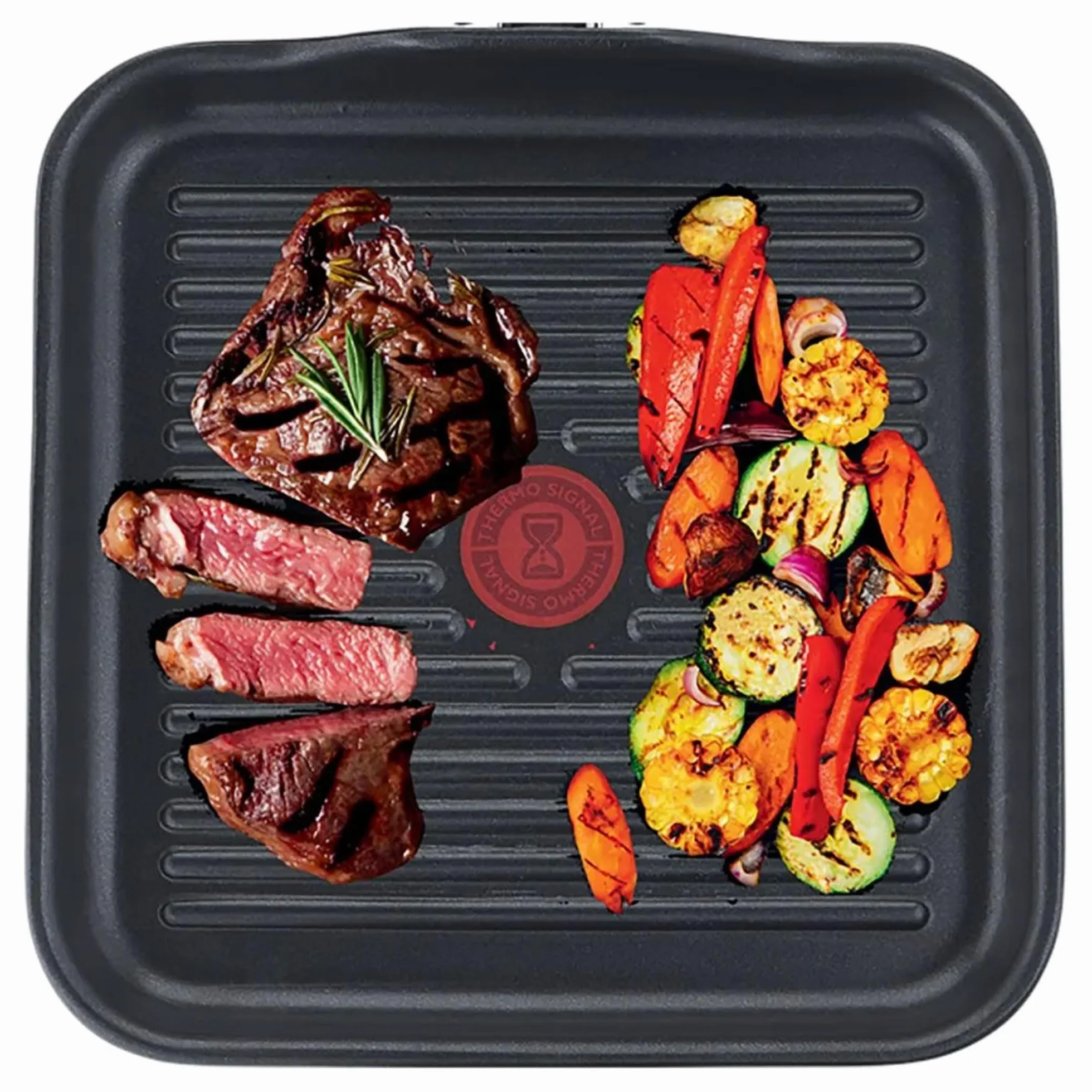 Tefal Selection patelnia grillowa 26 x 26 cm, tytanowa powłoka nieprzywierająca, wskaźnik temperatury Thermo-Spot, Advanced Induction, do wszystkich rodzajów kuchenek, w tym indukcyjnych