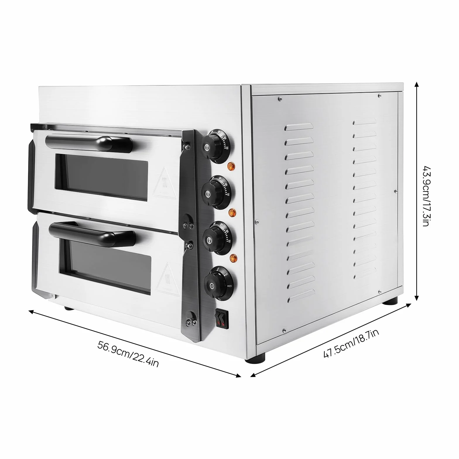 Profesjonalny piec do pizzy 3000 W, dwuwarstwowy piec do pizzy, elektryczny piekarnik do pizzy z timerem 1-60 min, komercyjny piec gastronomiczny 50-350℃ do pizzy 14", do pieczenia wypieków