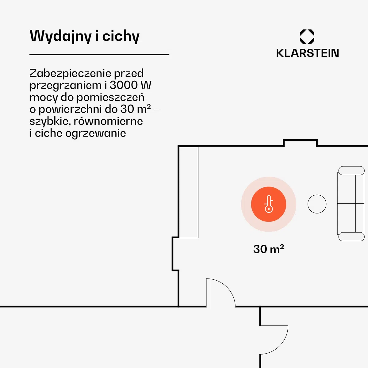 Klarstein Bornholm Konwektor Grzewczy 3000W, urządzenie stojące i montaż na ścianie, ciche, termostat, timer, aplikacja i pilot, blokada dziecięca, grzejnik elektryczny do pomieszczeń do 30m², czarny