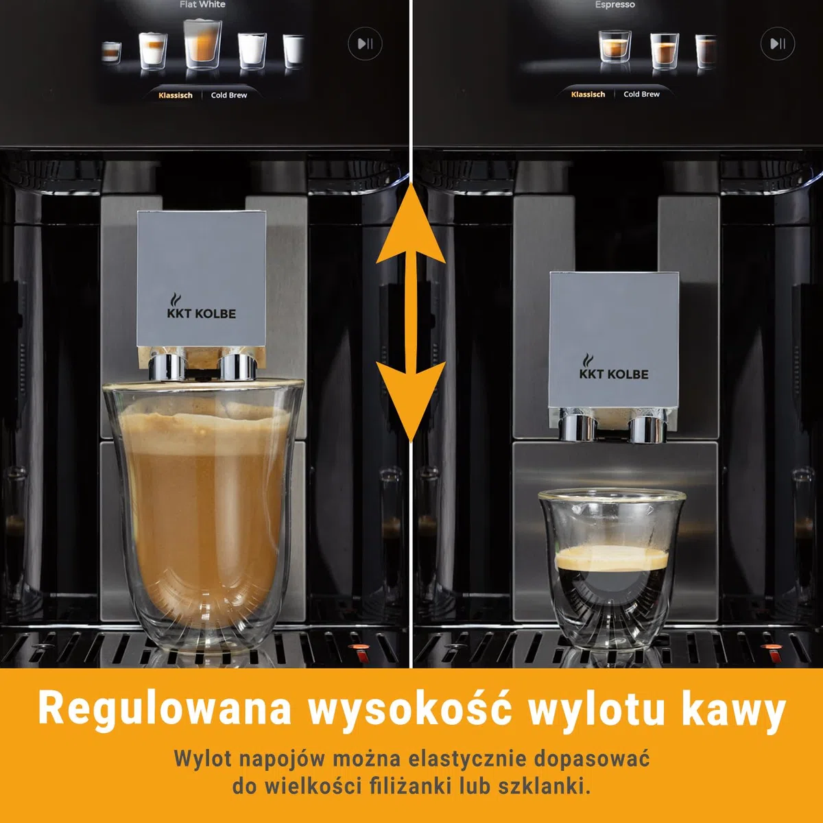 KKT KOLBE Pro ekspres do kawy z pojemnikiem na mleko, dysza do pianki na mleko i akcesoriami, funkcja 2 filiżanek, 15 bar, 7-stopniowy mechanizm mielący, ekran dotykowy TFT, automatyczne czyszczenie