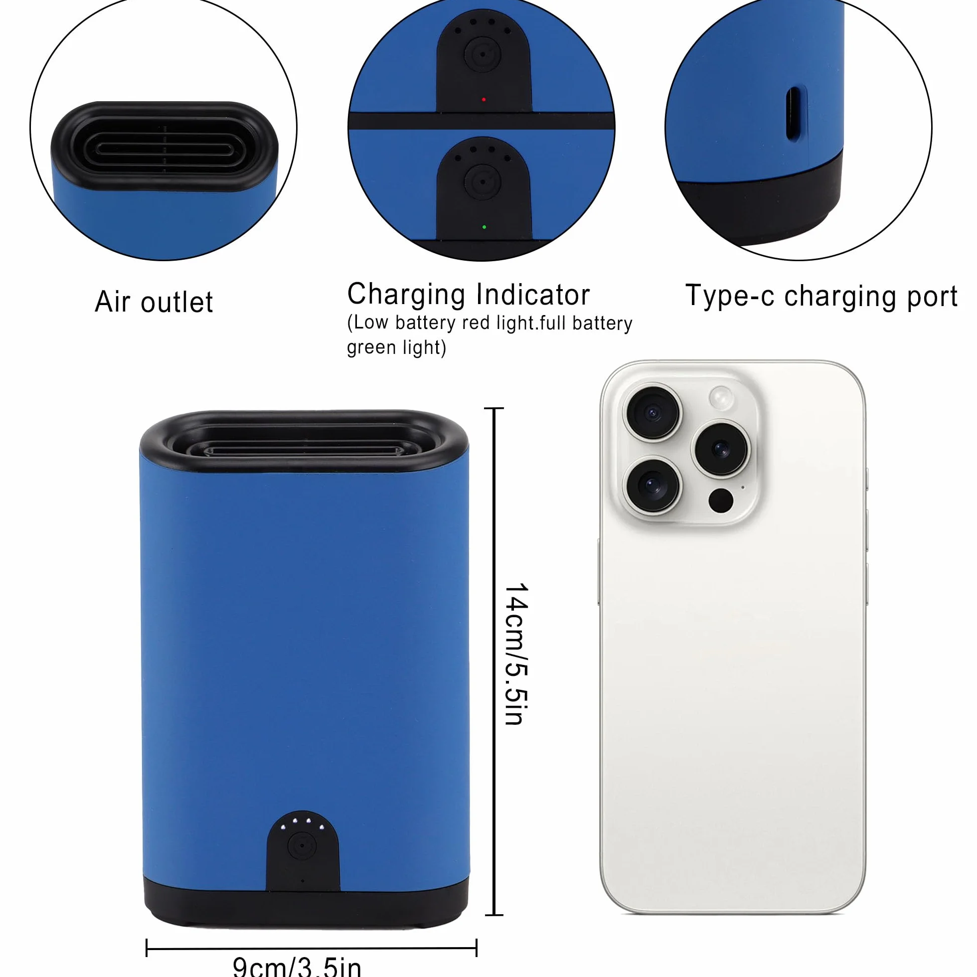 TRIROCKS Generator Ozonu Przenośny Oczyszczacz Powietrza, Jonizator, Eliminuje Dym, Ładowalny, Odświeżacz z Bateriami 5000mAh do Domu, Samochodu, Kuchni, Sypialni, Biura, Zwierząt i Papierosów