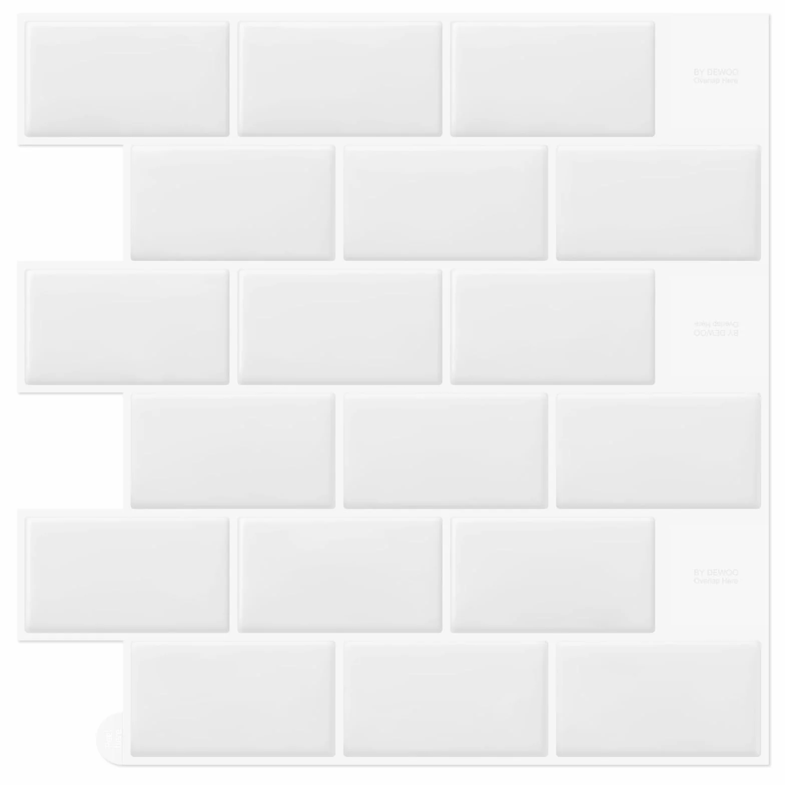 DEWOO 20 arkuszy białych, odklej i przyklej do płytek ściennych, samoprzylepne powitalne metro do kuchni, łazienki, 30 x 30 cm