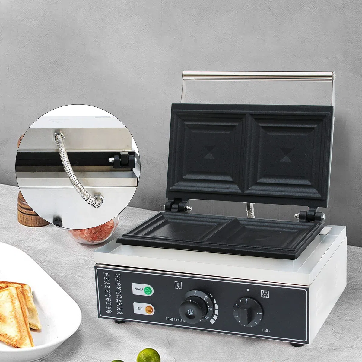 1500 W komercyjna maszyna do kanapek, elektryczna opiekacz do kanapek, burgerów, panini, toster, nieprzywierająca maszyna do robienia pączków, do robienia kanapek, gofrownica